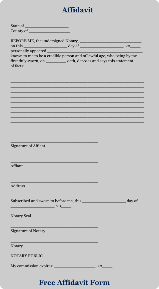 Free Affidavit Form